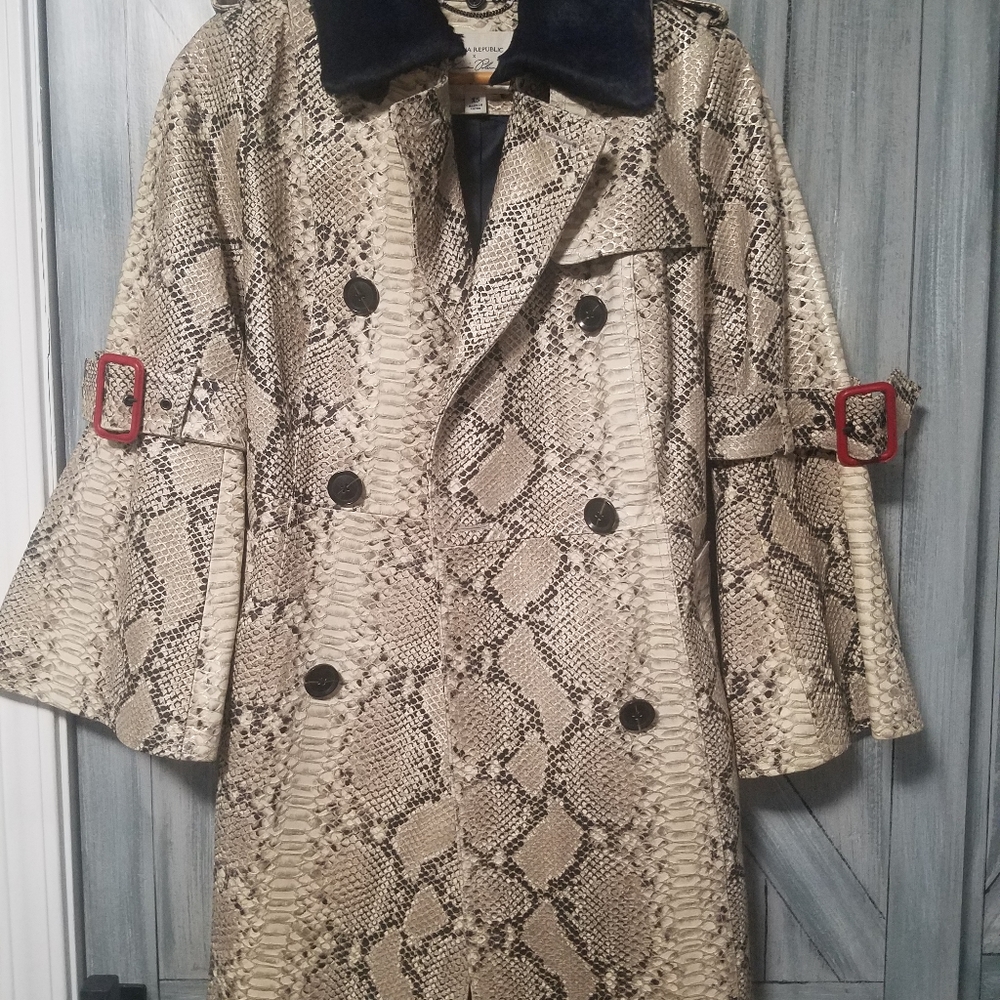 Banana Republic by Olivia Palermo. Snakeskin military trench coat. XS